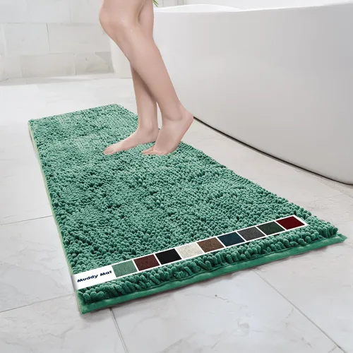 Miniatura 35 de Muddy Mat Alfombras de Baño de Chenilla de Microfibra de Secado Rápido Antideslizantes Lavables, Extra Gruesas, Suaves y Altamente Absorbentes Gris