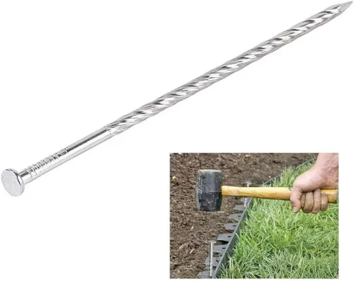 38 estacas de césped artificial de 6 pulgadas, picos de paisaje en espiral de acero inoxidable, picos de anclaje para bordes de paisaje para bordes