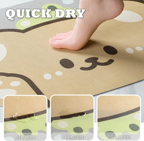 Miniatura 4 de Tapete de baño con bonitos animales, de secado rápido, antideslizante, súper absorbente, delgado, para el suelo del baño, frente a la bañera, fácil
