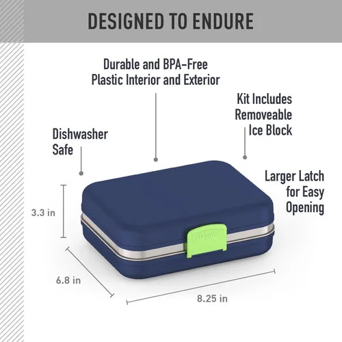 Miniatura 2 de THERMOS Kit de almuerzo para almacenamiento de alimentos Freestyle para niños, azul marino