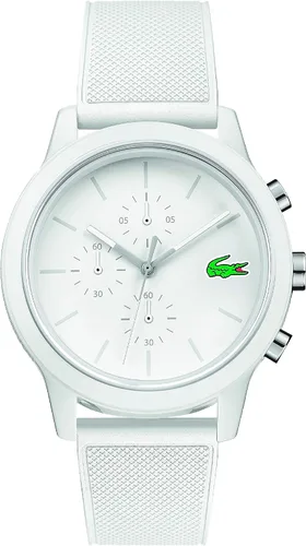 Lacoste TR90 - Reloj de cuarzo para hombre con correa de goma, color blanco, 21 (Modelo 2010974), Blanco, talla única , Reloj de cuarzo