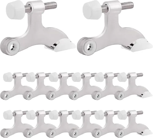 Miniatura 23 de OBTANIM - Paquete de 8 topes de puerta con bisagra de alta resistencia, topes de puerta ajustables de metal con puntas de goma para parachoques