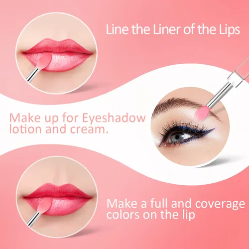 Miniatura 4 de Cepillo de silicona para labios, aplicador de lápiz labial con tapa, 8 brochas de maquillaje reutilizables, varitas de brillo de labios, herramienta