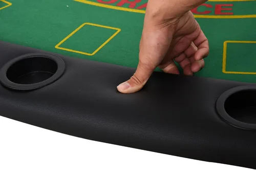 Miniatura 8 de Soozier Mesa de póquer plegable, mesa de blackjack de 72 pulgadas para 7 jugadores con soporte para fichas y tazas, fieltro verde