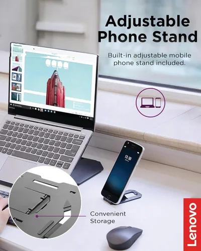 Miniatura 5 de Lenovo Soporte para laptop 2 en 1: ajustable, portátil, plegable, ergonómico, antideslizante, compatible con portátiles de hasta 15 pulgadas