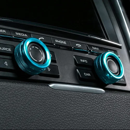 Miniatura 5 de Xotic Tech - Consola central de CA con control de clima multimedia para pomo de volumen, cubierta compatible con Porsche Cayenne y Panamera Azul
