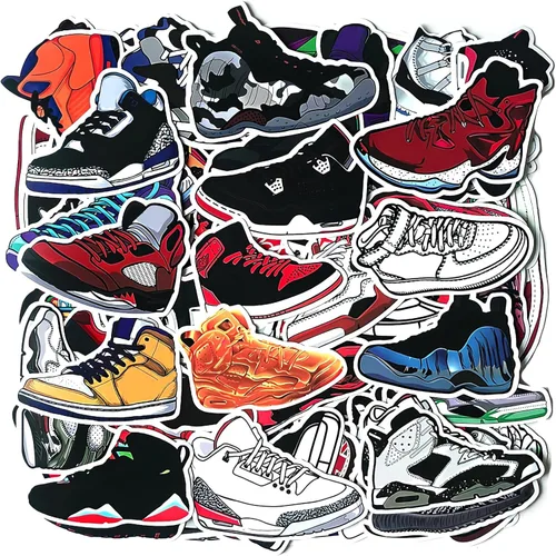 100 calcomanías de baloncesto para zapatos de baloncesto para computadora, botella de agua, patineta, hidroflask, automóvil, bicicleta, equipaje,