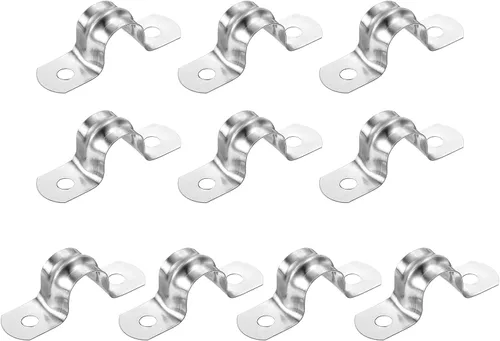 Miniatura 18 de uxcell 6 correas rígidas de tubo, 4.331 in (4.33 pulgadas) 201 de acero inoxidable 201 con 2 agujeros en forma de U, abrazaderas de tubo para fijar