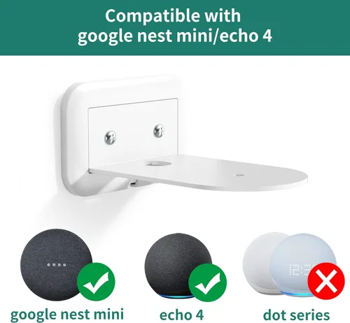 Miniatura 2 de HomeMount Soporte de pared de metal para Google Nest Mini y 4ª generación, soporte de pared para altavoz con gestión de cables para ocultar cables