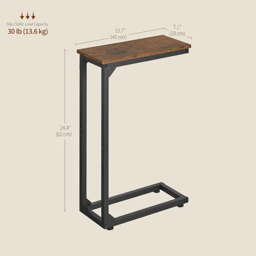 Miniatura 3 de DALEMHOME Mesa auxiliar en forma de C, mesa de sofá que se desliza por debajo, mesa auxiliar pequeña para sofá, sofá y cama, bandejas de TV juego