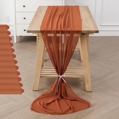Miniatura 50 de Paquete de 2 caminos de mesa de gasa de 10 pies de 29 x 120 pulgadas, camino de mesa romántico transparente para boda, fiesta de cumpleaños