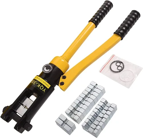 Miniatura 3 de Herramienta de Crimpado Hidráulico de 10 Toneladas - Kit de Crimpado de Cables de Batería y Terminales de 12 AWG a 2/0 AWG con 9 Pares de Troqueles