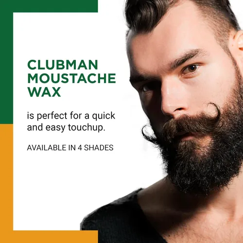 Miniatura 2 de Clubman Cera para bigote para hombre, color negro, cera de bigote de sujeción fuerte para peinar, incluye cepillo, 0.5 onzas