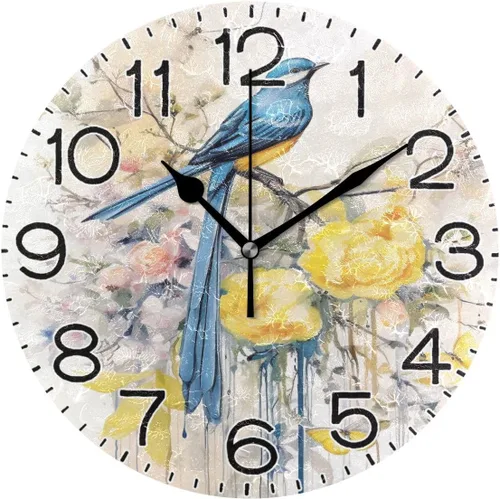 Miniatura 18 de ALAZA Reloj de pared con diseño de pájaros en rama, funciona con pilas, silencioso, de cuarzo, analógico, rústico, estilo rural, redondo, decoración