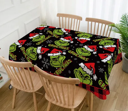 Miniatura 2 de Hafangry Mantel Verde de Navidad con Diseño de Árboles de Navidad para Fiestas de Invierno y Vacaciones, Decoración Rectangular para Cocina