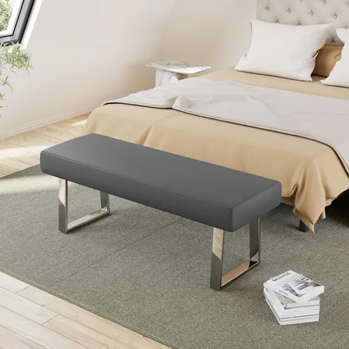 Miniatura 4 de JIEXI Banco de dormitorio, banco tapizado en el extremo de la cama, taburete pequeño de esquina interior con patas de metal, para cocina, entrada