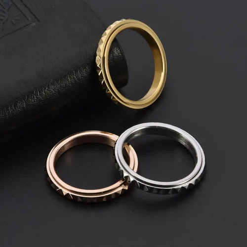 Miniatura 5 de Nanafast Anillos de ansiedad de acero de titanio de 0.118 pulgadas para mujeres y hombres, anillos multifacéticos para ansiedad, anillos giratorios