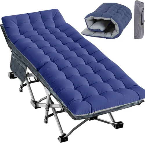 Miniatura 34 de Slsy Catre de camping plegable para adultos con almohadilla, catres de dormir portátiles acolchados, cama de campamento con bolsa de transporte