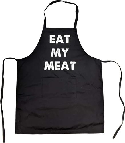 Crazy Dog T-Shirts Eat My Meat Cookout Delantal divertido de verano para barbacoa