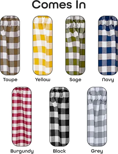 Miniatura 4 de ACHIM Buffalo Check Cortinas Valance para Ventana - 58 Pulgadas de Ancho, 14 Pulgadas de Largo - Cuadros Grises y Blancos - Cortinas