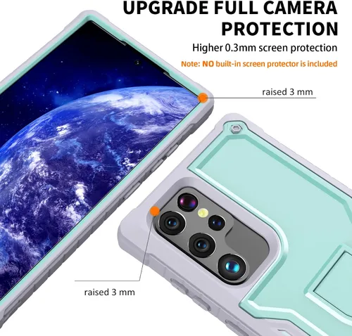Miniatura 3 de Funda para Samsung Galaxy S22 Ultra 5G (no es compatible con teléfonos no Plus o Plus), protección de grado militar a prueba de golpes, soporte Verde