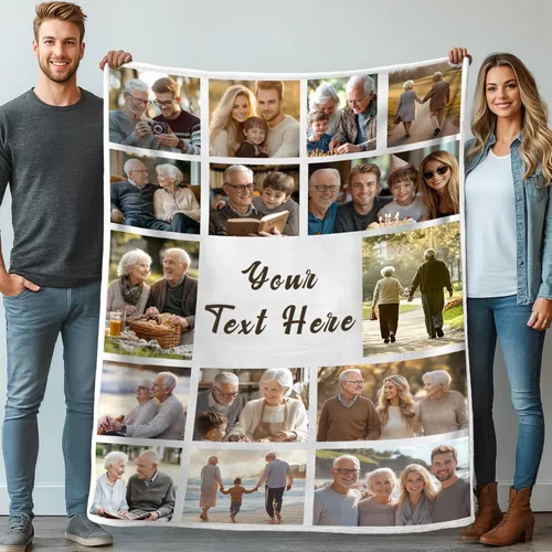 Miniatura 23 de Mantas personalizadas con 1 foto y texto impreso en Estados Unidos Manta personalizada con imagen de 30 x 40 pulgadas Mantas personalizadas