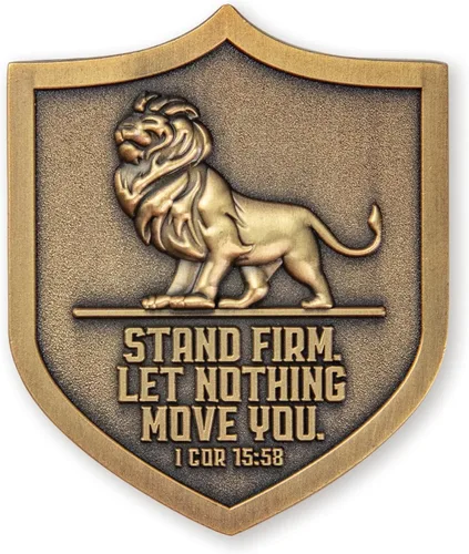 Miniatura 3 de Christian Lion Shield, paquete de 10, monedas de desafío cristiano a granel – Fuerza, fe y coraje – 2 pulgadas, regalo cristiano para hombres