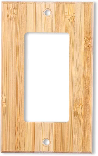 Miniatura 26 de 4 placas de interruptor de luz de palanca simple de madera maciza de 4.5 x 2.76 pulgadas, cubierta de interruptor de luz de bambú de calidad