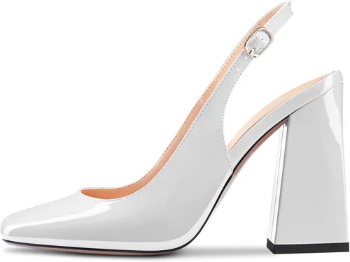 Miniatura 2 de Castamere Sandalias de vestir transparentes con tacón alto y puntera cuadrada para mujer, tacón grueso y sin cordones, tacón de 3.9 pulgadas
