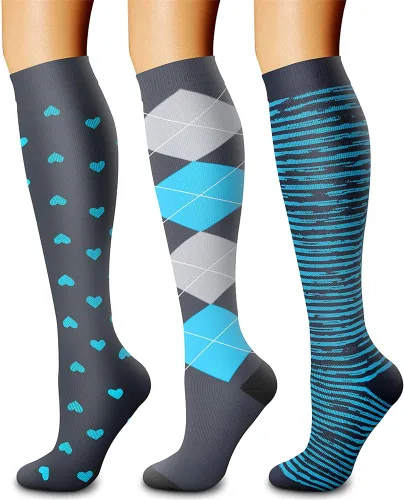 CHARMKING - Calcetines de compresión para mujeres y hombres (3 pares), 15-20 mm Hg, el mejor apoyo para atletismo, running o ciclismo, mejora la