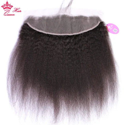 Miniatura 4 de Productos Pre-plucked brasileño rizado recto encaje frontal cierre con pelo de bebé virgen humano Yaki pelo recto natural (12 pulgadas)
