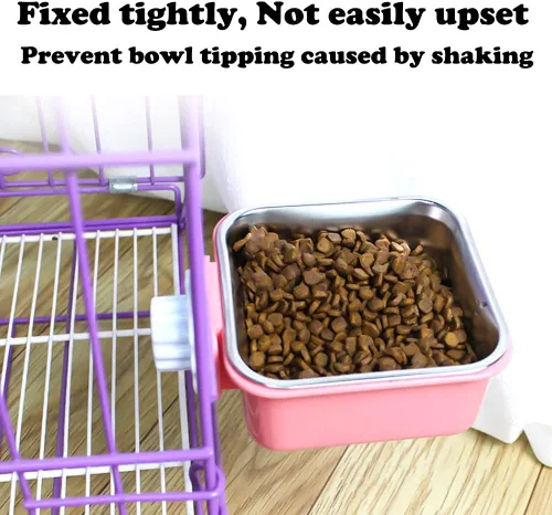 Miniatura 3 de Love Dream Cuencos colgantes para perros y gatos, comedero de agua para alimentos y alimentos con cuencos extraíbles de acero inoxidable y soporte