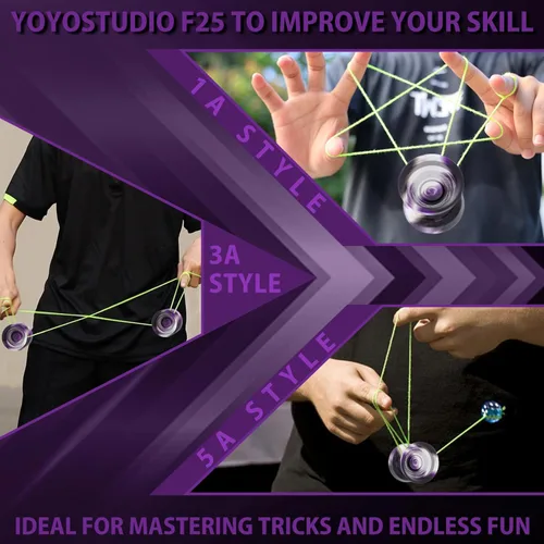 Miniatura 4 de YOYOSTUDIO F25 Trick Yoyo Profesional Sensible para Niños 8-12, Yoyo No Sensible para Truco de Dedo, Yoyo Pro con Kit de Accesorios de Yoyos, 10
