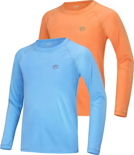 Miniatura 27 de Camiseta de natación de manga larga UPF 50+ para niños, paquete de 1 o 2 unidades de protección solar UV Rash Guard, camisetas de agua SPF