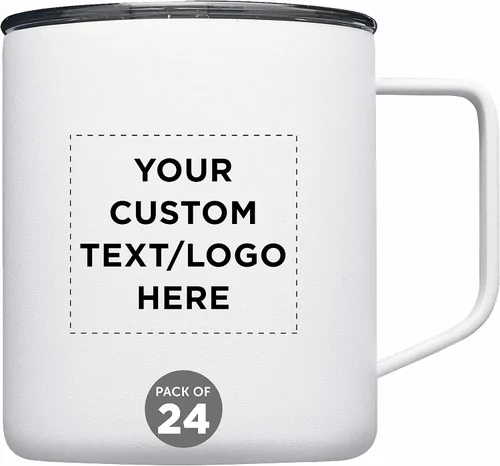 Kenai - Tazas de viaje personalizadas con recubrimiento en polvo, 13.5 onzas, juego de 24, paquete personalizado a granel, doble pared, perfectas
