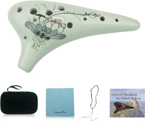 OcarinaWind "Lotus" 12 Hoyos Ocarina, Alto C Ocarina, Pintura a mano Lotus