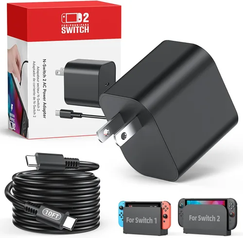 Miniatura 8 de Cargador Switch 2 – Adaptador de CA de 60 W para Nintendo 2 (2025)/Nintendo1, cable de carga de 6.6 pies/2 M, compatible con modo Dock de TV 4K