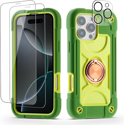 Miniatura 36 de Funda para iPhone 11 de 6.1 pulgadas con soporte de anillo, con 2 protectores de pantalla de vidrio, resistente a los golpes, resistente a