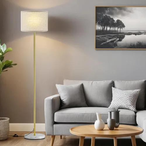 Miniatura 12 de Ambimall - Lámpara de pie moderna con control remoto, lámparas altas para sala de estar, habitación, oficina y comedor, pantalla beige con poste