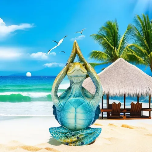 Miniatura 4 de VVGIFTS Decoración de Yoga y Meditación de Tortuga Marina, Figura de Jardín de Tortuga Marina Meditando Decoraciones de Playa Costera, Estatua