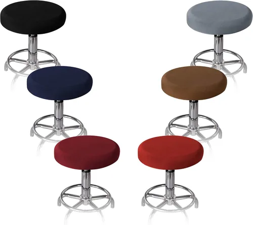 Miniatura 7 de LUSHVIDA Juego de 2 fundas redondas para taburetes de bar, súper suaves y lavables, elásticas para sillas de 12 a 14 pulgadas de diámetro, juego de 2