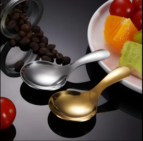 Miniatura 9 de 5 cucharas de mango corto, mini cucharas de acero inoxidable, cuchara redonda gruesa para condimentos de sal, postre, té, café (negro)