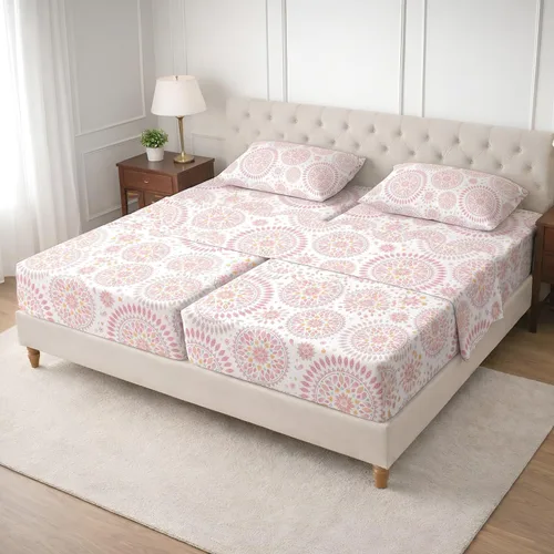 Miniatura 10 de SGI bedding Sábana Queen de 28 pulgadas con cabecera flexible y parte superior dividida, 100% algodón egipcio - 600 número de hilos, sábanas