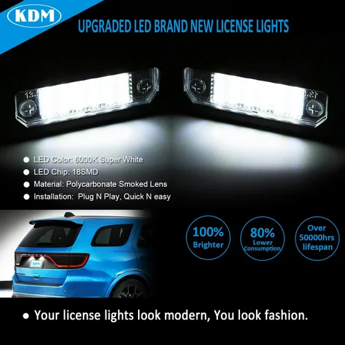 Miniatura 2 de Ensamble de luz para matrícula LED KDM Compatible con Ford Mustang 2010-2014, Fusion 2006-2012, Taurus 2010-2019, Flex Focus Lincoln Mercury