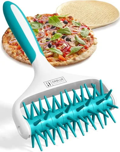 Orblue Perforador de Masa de Pizza, Rodillo de Pastelería con Pinchos, Herramienta de Perforación de Pizza para Cocina Doméstica y Comercial -