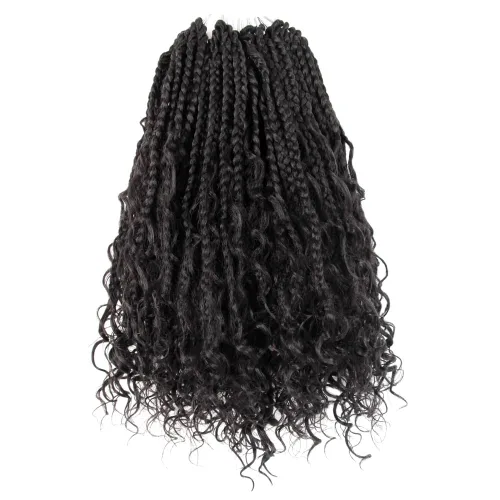 Miniatura 30 de Niseyo - Caja diosa con trenzas de pelo a crochet de 8 pulgadas, paquete de 8 unidades, trenzas de caja a crochet cortas, extremos rizados