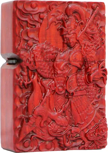 Miniatura 8 de Carcasa exterior de palisandro Huanghuali natural tallado para módulo Zippo (1000 brazos Avalokiteshvara de la diosa 3#)
