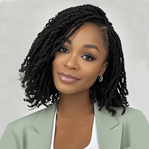 Miniatura 8 de COOKOO 9 paquetes de extensiones de cabello sintético de ganchillo pretrenzado de 6 pulgadas, trenzas mini de pasión preenlazadas, trenzas 1b#