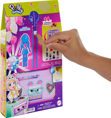 Miniatura 6 de Polly Pocket Muñeca y Juego de Muñecas, Revelación de Moda de Baile en Discoteca Desempaquetado Juguetes de Viaje con Muñeca Amigo de Capucha de 7.6