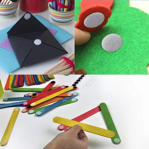 Miniatura 7 de Vkey - Gancho de velcro en forma de moneda, 20 mm de diámetro, puntos autoadhesivos (juego de 500 pares)